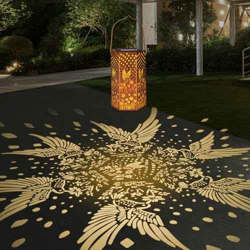 2 Pack Hummingbird Solar Lanterns Outdoor Waterproof - Birthday Gifts for Women, Men, Mom, Solar Lights Outdoor Hanging Garden Decor for Outside, Patio, Outdoor, Yard, Lawn, Balcony