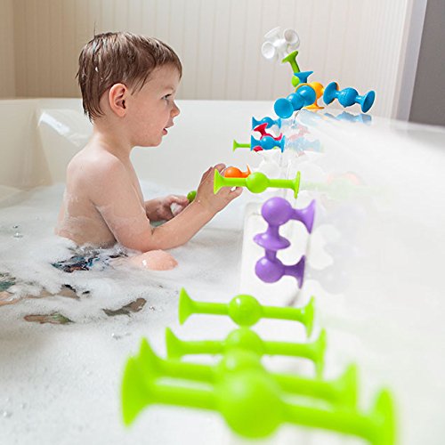 Fat Brain Toys Squigz Starter Set, 24 Piece Suction Bath Toys, Sensory Toys for Kids 3 and Up