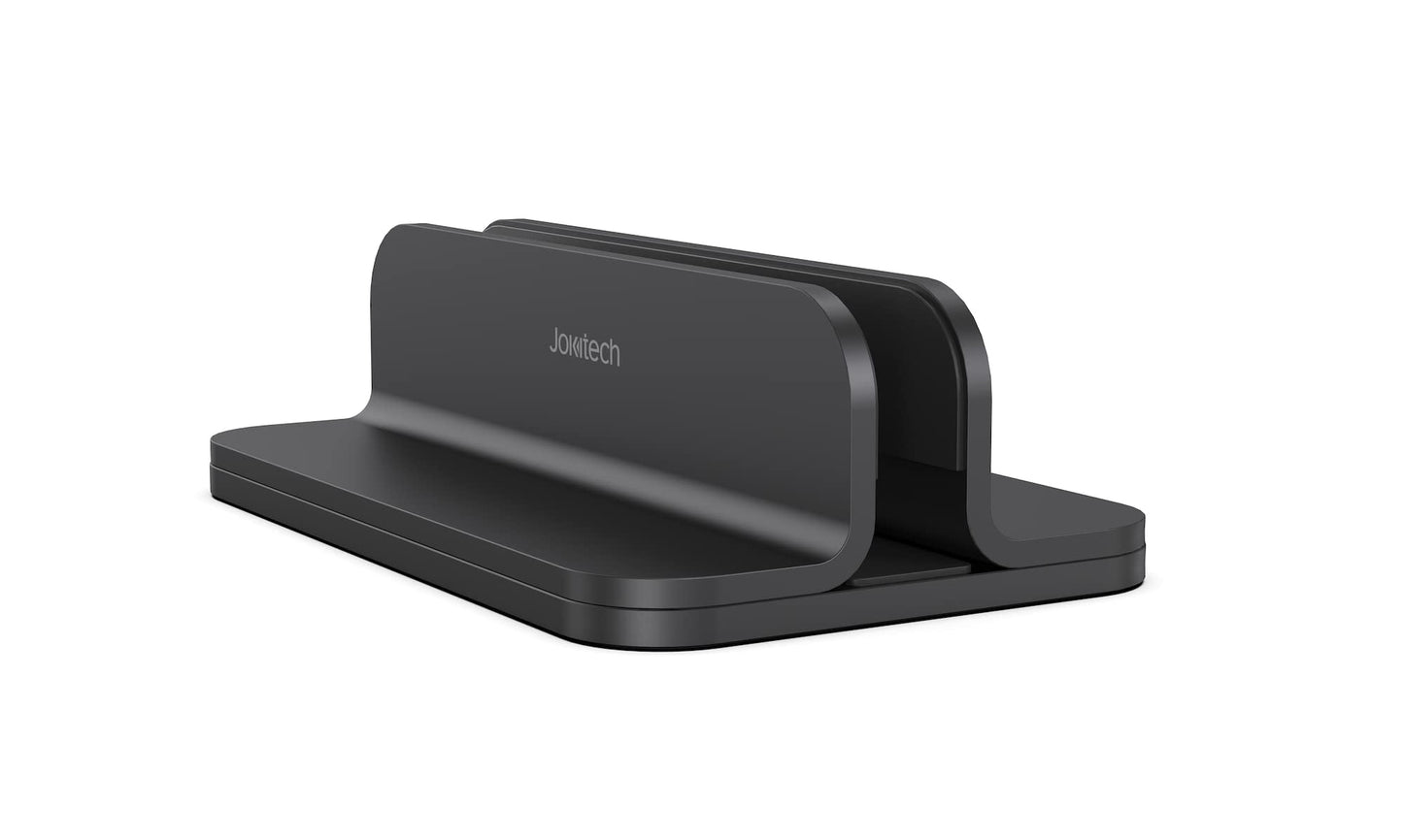 JOKItech Aluminum Laptop Vertical Stand Organizer, Sturdy Laptop Computer Holder Desktop Stand Compatible with New Retina Apple MacBook Pro/Air, Mac mini and iPad Pro - Black