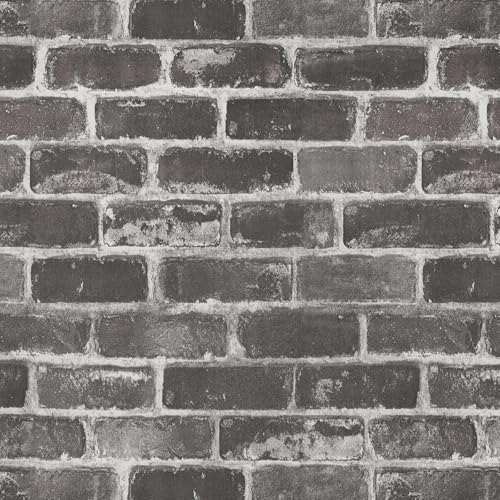 CAX Brick Peel and Stick Wallpaper Grey Brick Wallpaper 17.5''x120'' Textured Bricky Contact Paper Self-Adhesive Removable Faux Peel and Stick Wallpaper for Fireplace Kitchen Home Decoration Vinyl