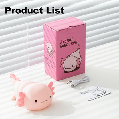 KangTen CHEN Cute Axolotl Night Light for Kids Bedroom, Animal Silicone Nursery Night Lamp Touch Control Nightlights USB Rechargeable Bedside Lamp for Baby Children Toddlers Girls Gift (Pink Axolotl)