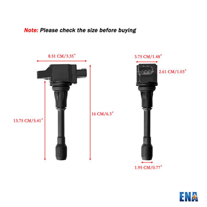 ENA Ignition Coil Pack 2007 2008 2009 2010 2011 2012 Compatible with Nissan Altima Versa Sentra Cube NV200 Rogue Frontier Pathfinder 2013 2014 2015 Infiniti M56 FX50 QX60 QX70 Replace# C1696 UF549