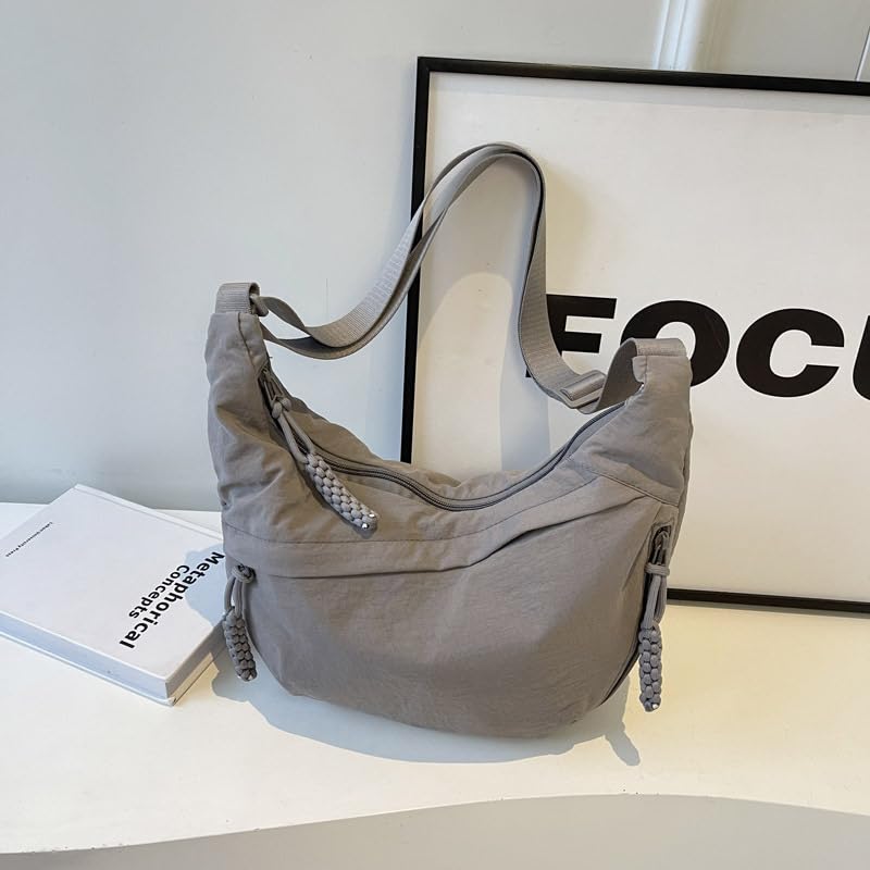 Nylon Crescent Crossbody Bag for Women Shoulder Tote Handbag Casual Sling Bag Dumpling Purse Bag for Outdoor Travel