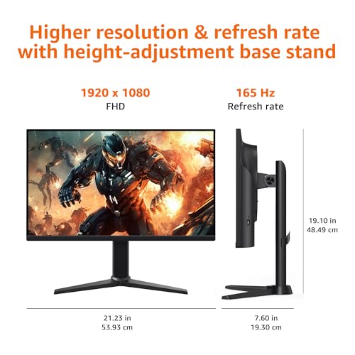 Amazon Basics 24 in Monitor, FHD 1080P, Max 100Hz, VESA Compatible, Built-in Speakers, Black