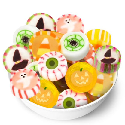 Halloween Candy - Hard Candy Mix Individually Wrapped Bulk 1 LB Bag - Small Hard Candies - Candy Corn, Pumpkin, Ghost, Eyeball, Witch Hat, Spider - Unique and Spooky Candy - Great for Trick or Treat Candy Bags - Office Candy - Approx 118 Pieces - 6 Flavor