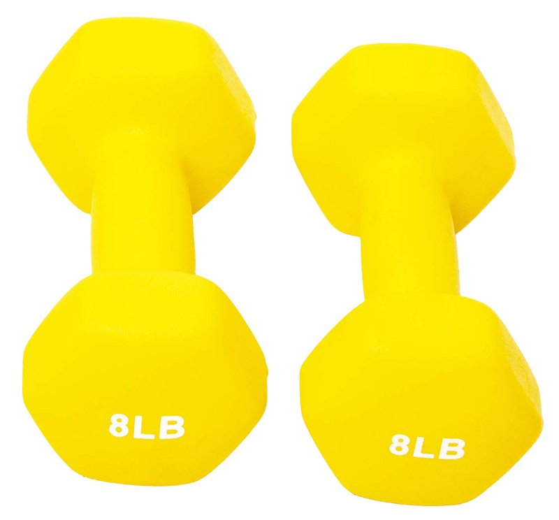 Fitvids BalanceFrom Set of 2 Neoprene Coated Non-Slip Grip Dumbbell Weights, Yellow