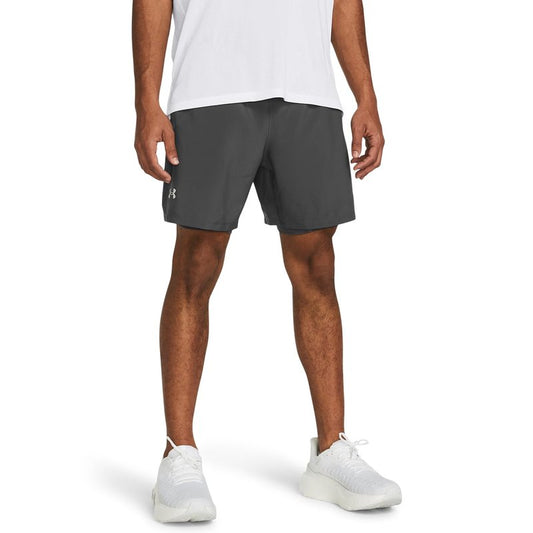 Under Armour Men's Launch Run 7-inch 2-in-1 Shorts, (025) Castlerock/Castlerock/Reflective, Large