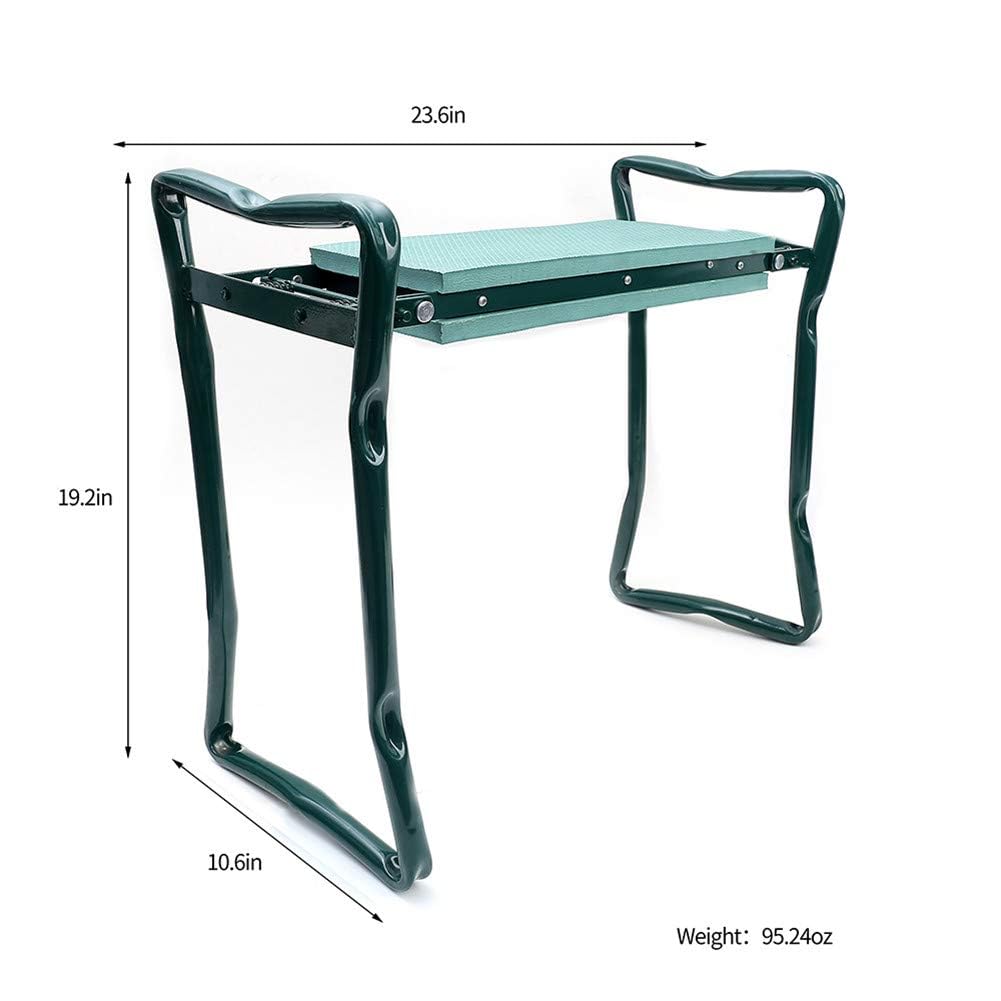 ChengHao Garden Kneeler Seat Garden Stools Foldable Stool with Tool Bag Pouch EVA Foam Pad Capacity-Protects Your Knees for Gardening(Large-23.6" x 10.6" x 19.3") Tool kit（wh000005）