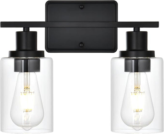 2-Light Bathroom Light Fixtures,Modern Black Bathroom Vanity Light,Bathroom Lighting Fixtures Over Mirror,Black Wall Lamp for Bedroom,Wall Lights for Living Room,Hallway