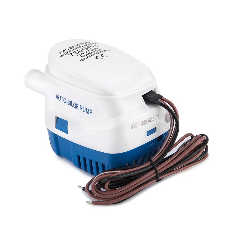 Dontmiss 750 GPH Automatic Submersible Bilge Pump, 12V Boat Bilge Pump with Float Switch, High-Flow 3-Blade Impeller, Snap-Off Strainer, 3/4" Outlet - Compact All-in-One for Boats, RV, Ponds & Pools