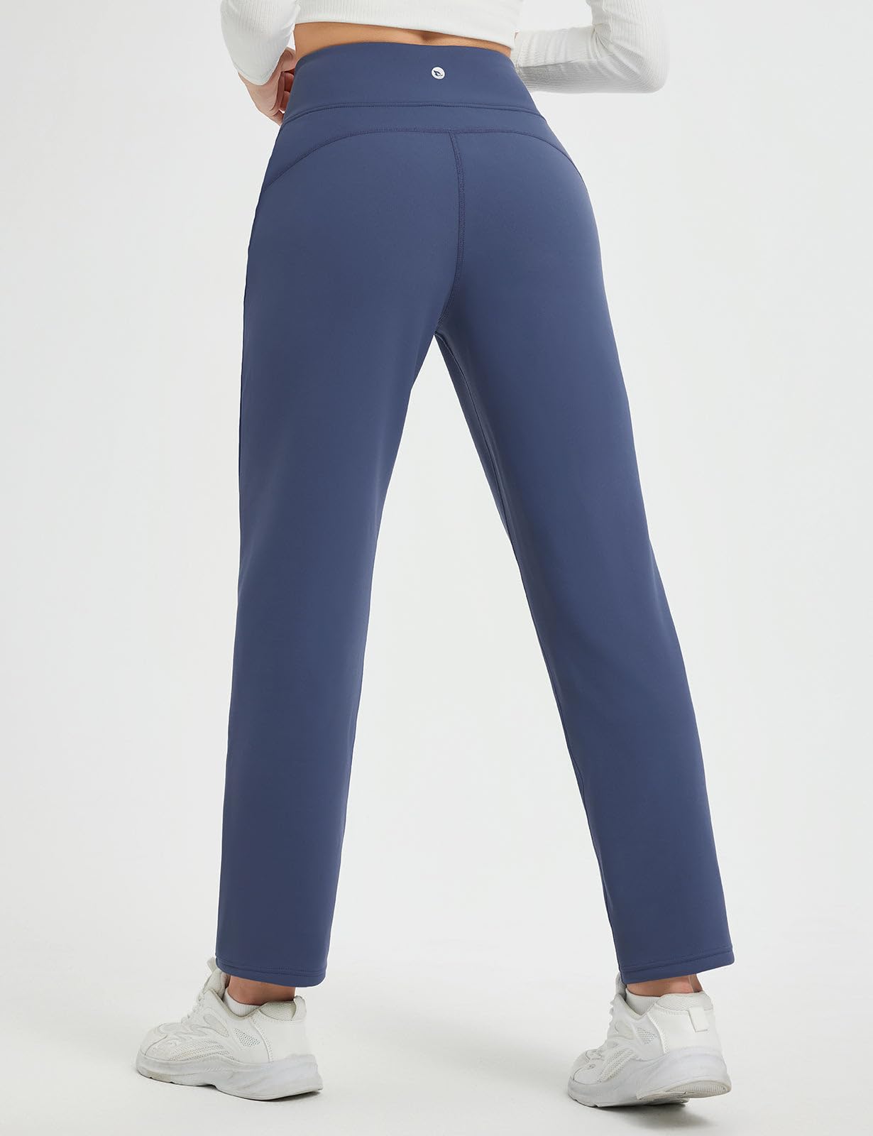 baleaf Women's Fleece Lined Pants Winter Warm Thermal Water Resistant High Waisted Travel Pants Thick Pants Work Golf Casual Navy Blue M
