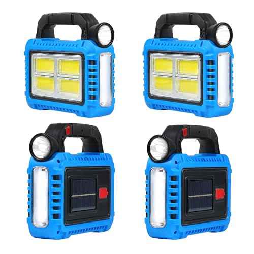 4 Pack Solar Lantern, LED Flashlight for Power Outages, Portable Camping Essentials Lights, Rechargeable Battery Powered Tent Lights for Emergency, Hurricane, Survival Kits, Operated Lamp
