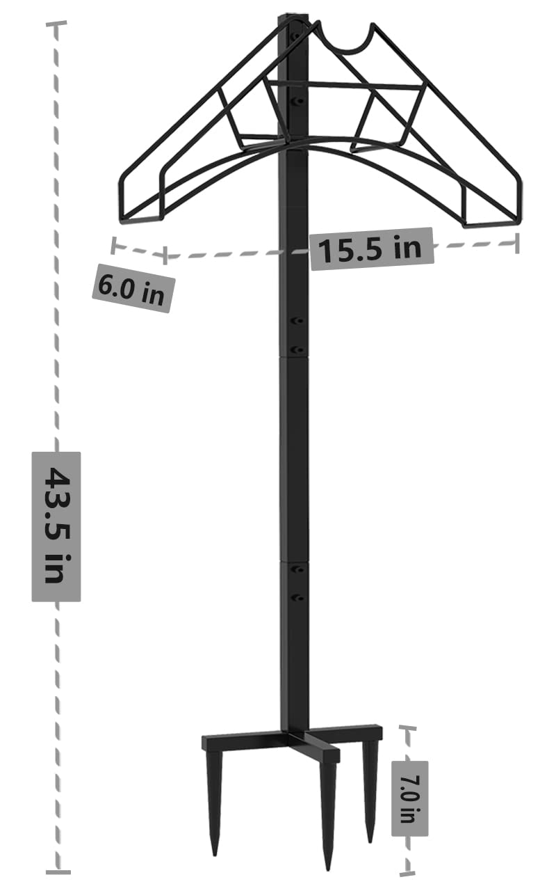 Artigarden Freestanding Garden Hose Holder Hanger, Heavy Duty Metal Water Hose Reel Storage Stand Rack for Yard Lawn, Bright Black (Hose not Included)