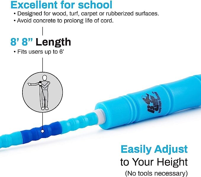 Buddy Lee Beaded Speed Jump Rope - Blue, Bamboo Shaped Handles | Soft TPU Beads, High Density Nylon Rope | Perfect Choice For Schools, Gym & Outdoor Jumping | Great for Rope Releases | Kids & Adults