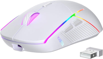 FFJ Wireless Gaming Mouse, 24000 DPI, Tri-Mode 2.4G/USB-C/Bluetooth 5.3 Gaming Mouse Wireless, RGB Programmable Mouse Gamer, 75Hrs Battery Life, Rechargeable Gaming Mice for PC, Mac, PS5, Xbox - Black