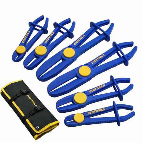 6pcs Hose Pinch Clamp Pliers Set, Brake Line Hose Clamps Pliers Set, Fuel Line Disconnect Tool for Flexible Hoses Gas Lines Radiator Hoses with Oxford Tool Bag