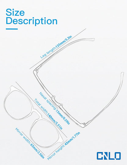 CNLO Blue light blocking Glasses,Computer Gaming Glasses,TV Glasses，For UV Protection, Anti Eyestrain,Lightweight Frame Eyewear,Transparent Men/Women (Crystal)