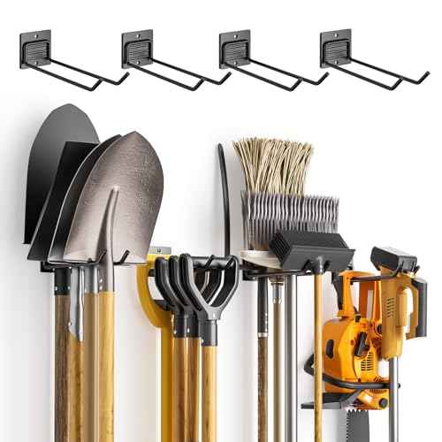 Wall Mount Garden Tool Holder Organizer Rack, Garage Tool Organizer Storage Hook for Yard Shed, Metal Garage Garden Tool Hanger for Lawn Organizer Holds Shovel,Rakes,Brooms,Hoses 8 Pack