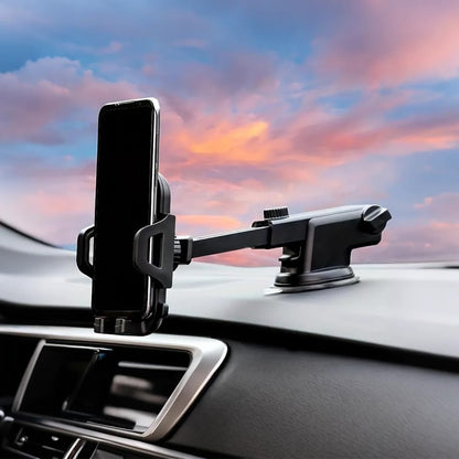 3-in-1 Car Phone Holder, Strongest Suction and Stable Clamp Arm, 360° Adjustable Cell Phone Holders for Car Dashboard Air Vent Windshield, Fits Smartphones (Black)