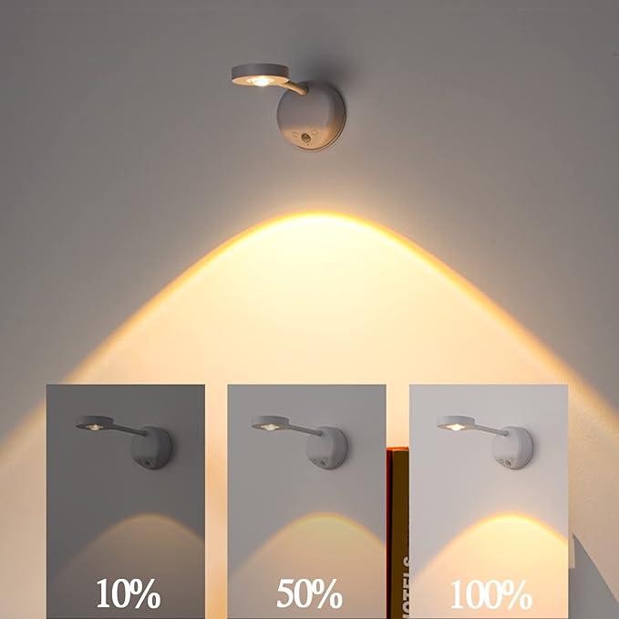 Wireless Picture Light Battery Operated, 2200mAH Rechargeable Painting Light with Motion Sensor and Rotatable Light Tube, Stepless Dimming Art Display Light for Picture Frame