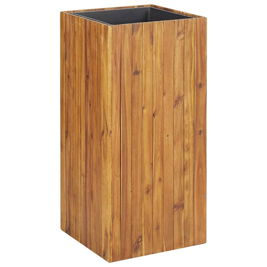 QUAHEAS Large Garden Planter Square Acacia Wood Brown Sturdy Decorative Pots Plants Outdoor, Raised Bed for Herbs, Flowers - 35.4 in Tall