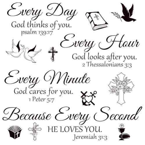 Bible Verse Wall Stickers Inspirational Quote Motivational Scripture Sticker Peel and Stick Wall Decals Religious for Living Room Family Home Bedroom Decor
