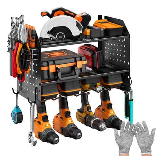 Modular Power Tool Organizer, Premium 3 Layer Wall Mount 6 Drills Holder, Efficient Garage Tool Storage Solution, Great Gifts for Men (6 Drill Holders)