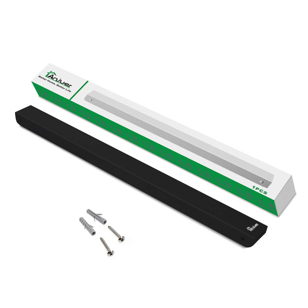 Anjuer Retractable Clothes Rack - Wall Mounted Folding Clothes Hanger Drying Rack for Laundry Room Closet Storage Organization, Aluminum, Easy Installation (Black)