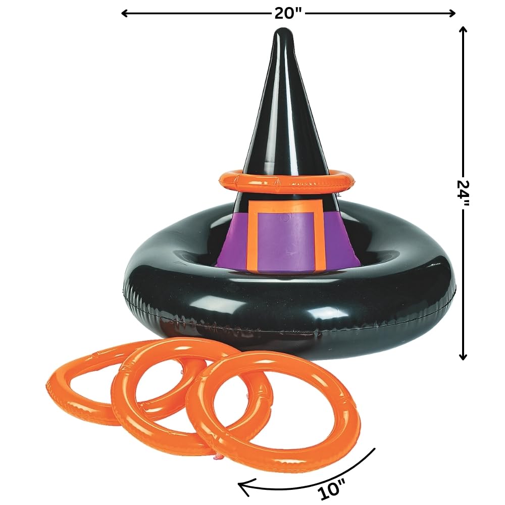 Fun Express Inflatable Witches Hat Ring Toss Game - Halloween Game - 5 Pieces - Multi-Colored