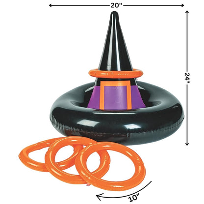 Fun Express Inflatable Witches Hat Ring Toss Game - Halloween Game - 5 Pieces - Multi-Colored
