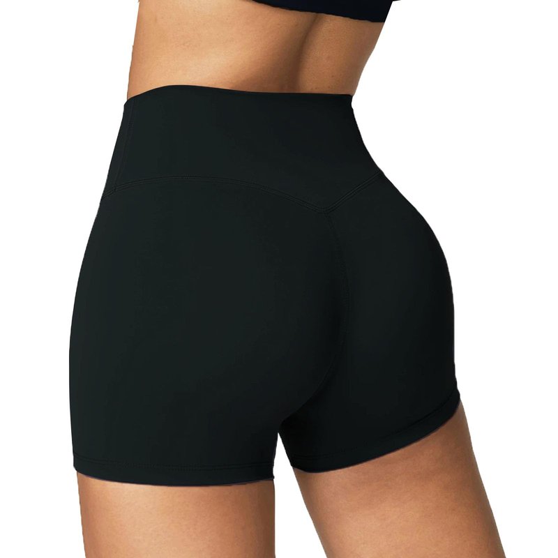 YIZAO High Waisted Biker Shorts for Women-5" Tummy Control Fitness Athletic Workout Running Yoga Gym Shorts Black