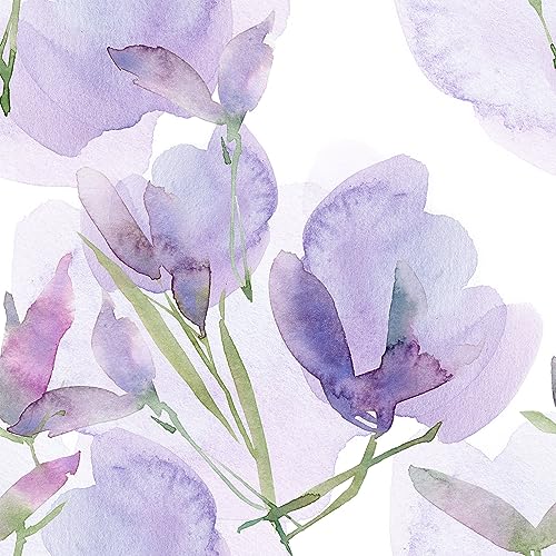 Large Floral Peel and Stick Wallpaper Modern Self-Adhesive Vinyl Contact Paper Removable & Renter-Friendly for Cabinets Drawers & Prepasted Lavender Wallpaper 17.7" x 78.7"