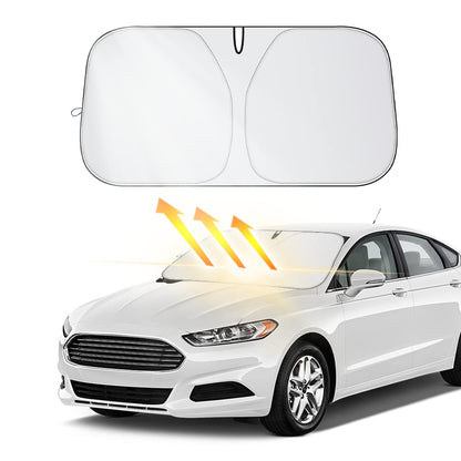 Front Windshield Shade - Portable, Folding, UV & Heat Resistant Sun Blocker - Keeps Car Cool, Universal Fit for Car, Truck, SUV (M: 55.12 x 27.56 Inch)