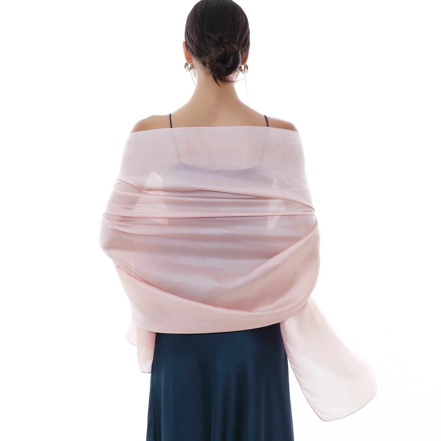 RIIQIICHY Ladies Pink Scarf Pashmina Shawls and Wraps for Weddings Like Silk Chffion Scarf for Women Evening Dresses