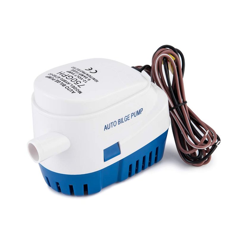 Dontmiss 750 GPH Automatic Submersible Bilge Pump, 12V Boat Bilge Pump with Float Switch, High-Flow 3-Blade Impeller, Snap-Off Strainer, 3/4" Outlet - Compact All-in-One for Boats, RV, Ponds & Pools