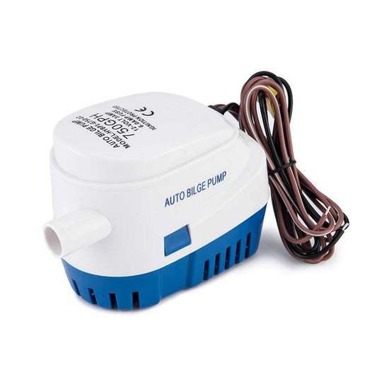 Dontmiss 750 GPH Automatic Submersible Bilge Pump, 12V Boat Bilge Pump with Float Switch, High-Flow 3-Blade Impeller, Snap-Off Strainer, 3/4" Outlet - Compact All-in-One for Boats, RV, Ponds & Pools