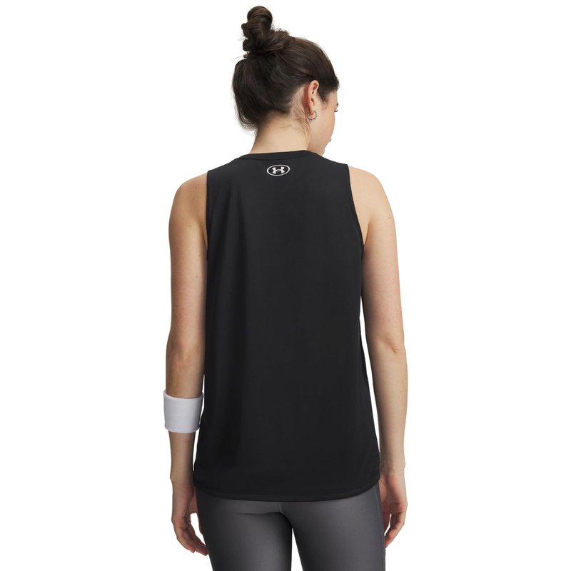 Under Armour Womens Tech Tank Top, (001) Black / / White, Large