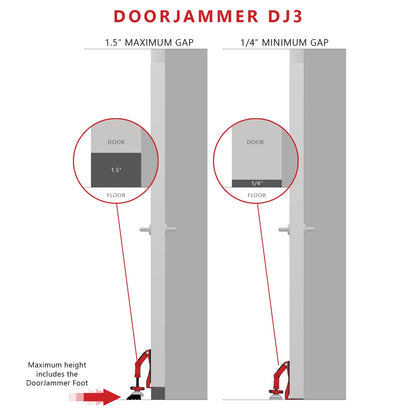 DoorJammer Portable Door Lock Brace for Home Security and Personal Protection, Red, DJ3