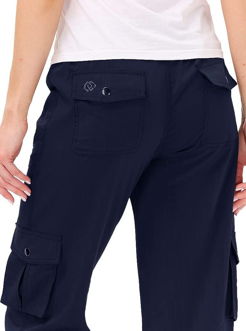Hiking Cargo Shorts for Women Dry Fit Active Capri Pants for Camping with Pockets Navy X-Large