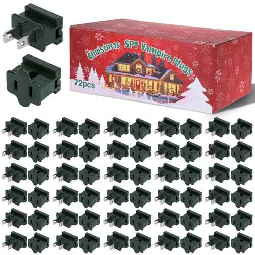 72 Pack Male and Female Vampire Plugs SPT 1 Christmas Light Connector Green Zip Cord Gilbert Slip Plug Electrical Light Adapter Extension Cord Ends Pack for Halloween Christmas Holiday Party