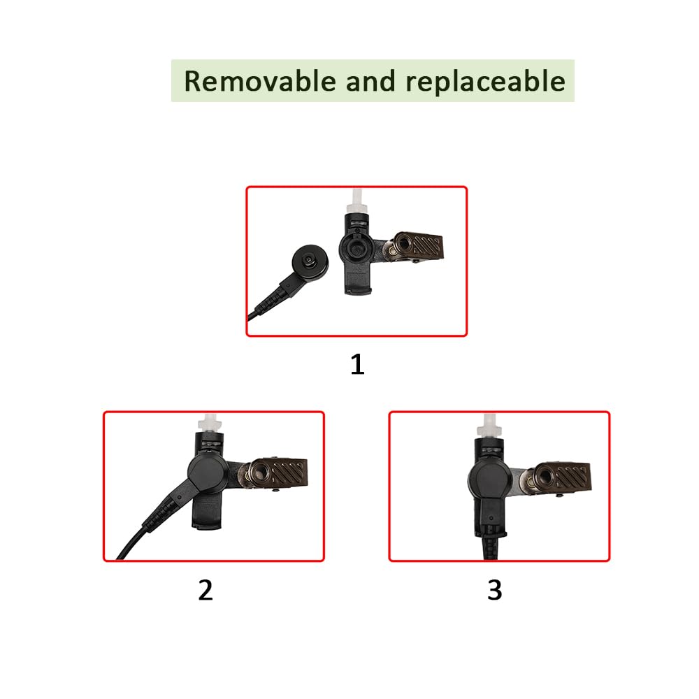 BVMAG Acoustic Tube Earpiece Headset with Mic PTT Compatible with Baofeng UV-5R 5R BF-F8HP BF-888S Kenwood TK3230 TK-3160 Puxing Quansheng Wouxun Walkie Talkie Two Way Radio 10 Pack