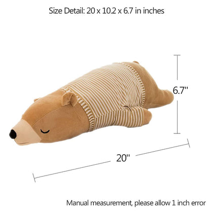 MMTTAO Stuffed Polar Bear Animal Plush Toy 20 Inch Large Brown Sleeping Bear Animal Stuff Soft Plushies Cute Dolls Collection Huggable Pillow Cushion Birthday Gift for Kids Child Boys Girls, 20Inches