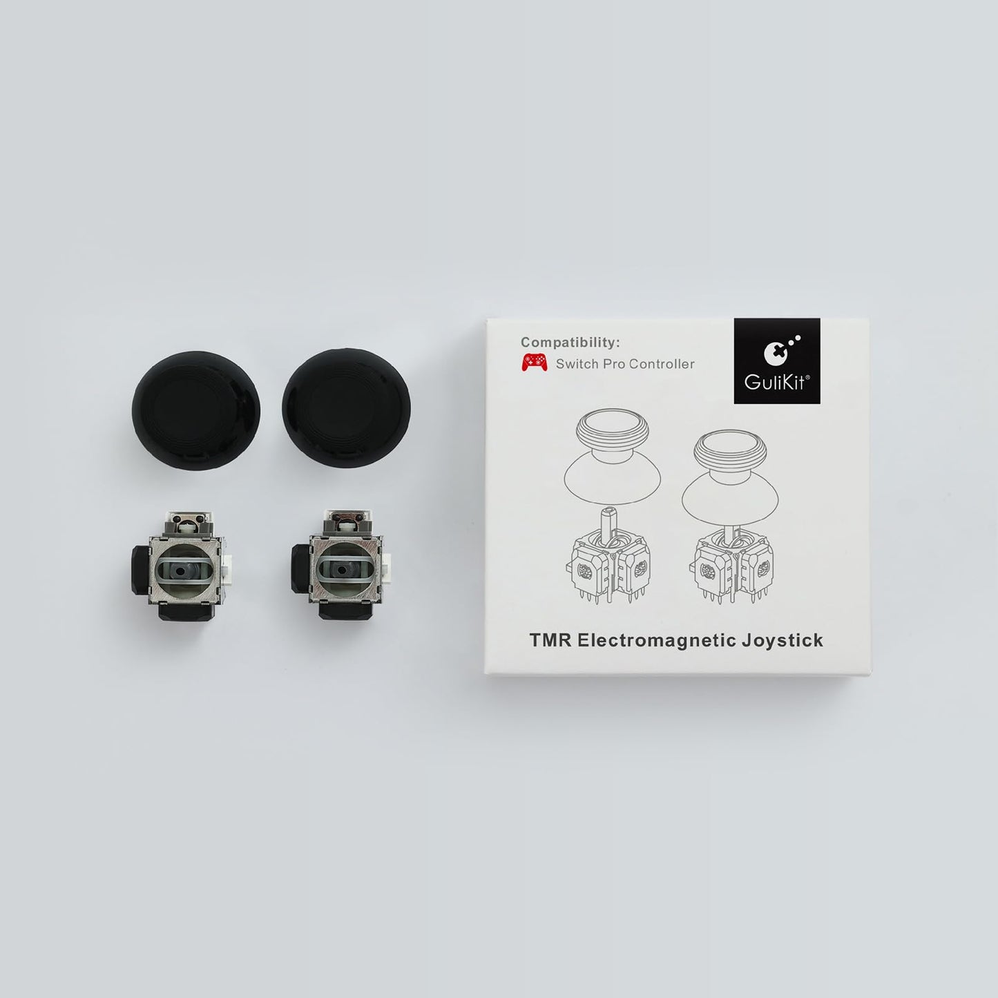 AKNES GuliKit TMR Electromagnetic Joysticks Replacement for Switch Pro Controller, Thumbstick Grips for Switch Pro Controller, Thumbstick Caps Included
