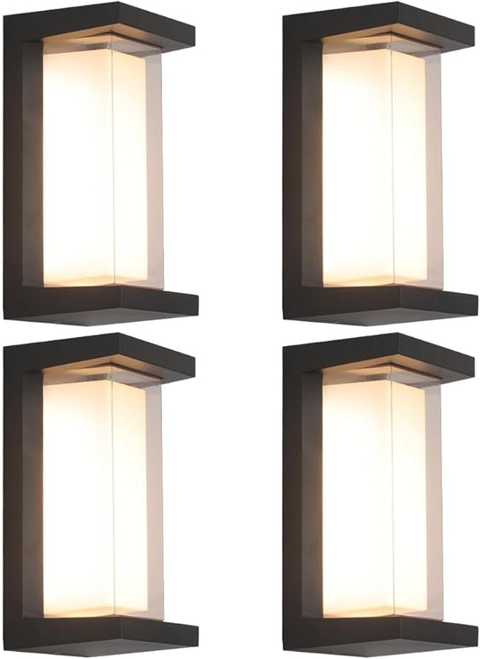Exterior Wall Lighting,15%-100% Dimmable Indoor Wall Light Fixtures,3000K/4000K/6500K Adjustable,24W Outdoor Porch Light,Waterproof Outdoor Modern Wall Sconce Lights,2160LM Indoor Wall Sconce 4 Pack