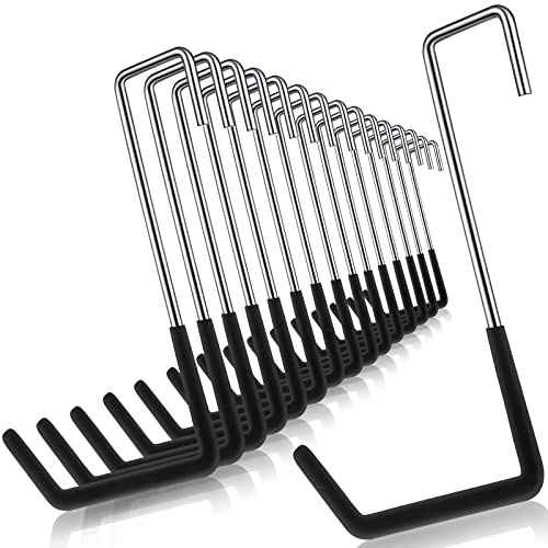 Ferraycle 16 Pieces Rafter Hanger Hook Heavy Duty Large S Hooks Bicycle Hook Vinyl Coated S Hooks Galvanized Steel for Ladder Bike Hangers Sports Equipment Garage Storage Organizer (Black)