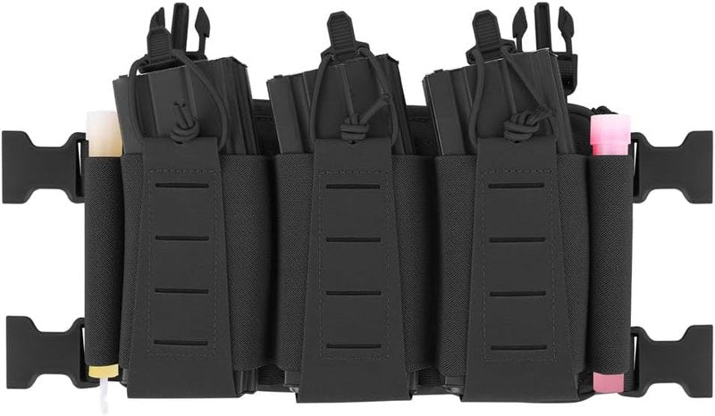 KRYDEX Tactical Chest Rig - Triple Elastic 556 Magazine Pouch with GP & Mini Drop Pouch | Adjustable Harness