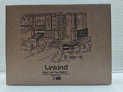 Linkind Solar Lights Outdoor Garden, Dusk-to-Dawn Warm White 3000k Stake Lights Solar Powered, Ip65 Waterproof Solar Spot Lights for Driveway Walkway Decoration, Pack of 2