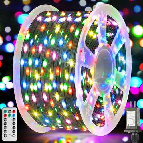 492FT 1500 LEDs String Lights with Remote, Dimmable 8 Modes Timer & Memory Function Fairy Rope Lights for Christmas Holiday Party-Multicolor
