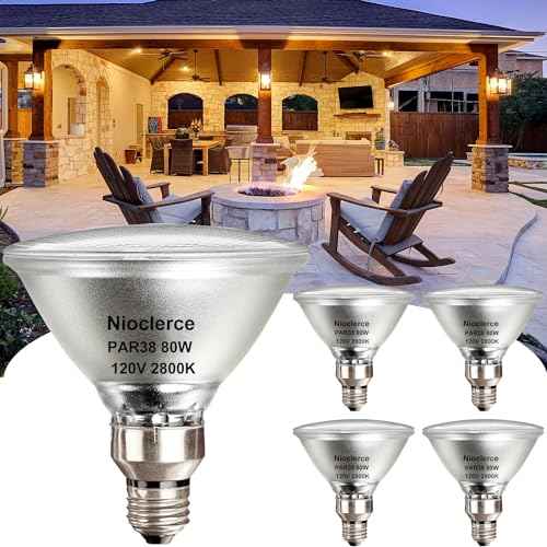 PAR38 Flood Light Bulbs - 4 Pack 80W PAR38 Halogen Bulb 120V Warm White 2800K, PAR 38 Bulb Dimmable E26 Base for Indoor and Outdoor, Long Lasting 950LM PAR 38 Halogen Flood Light