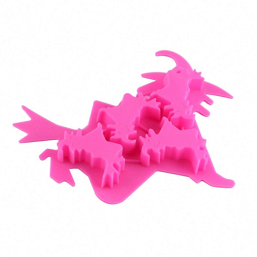 MoldFun 4pc/set Halloween Skull Bat Witch Ghost Shape Silicone Mold Tray for Chocolate Candy Gummy Ice Cube Jello Jelly Cake Mini Soap Wax Crayon Melt
